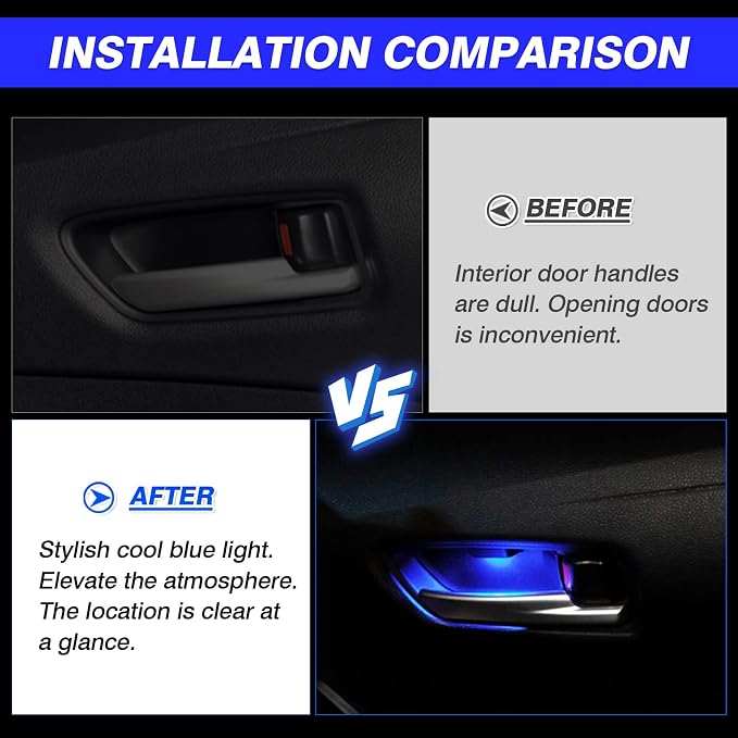 Powerty LED Light for Toyota Corolla 2020-2025 / Corolla Cross 2022-2025 Inner Door Handle Bowl Mood Lighting Decorative Interior Lamp 4PCS Blue (Not Fit 2022 Corolla XSE Apex)
