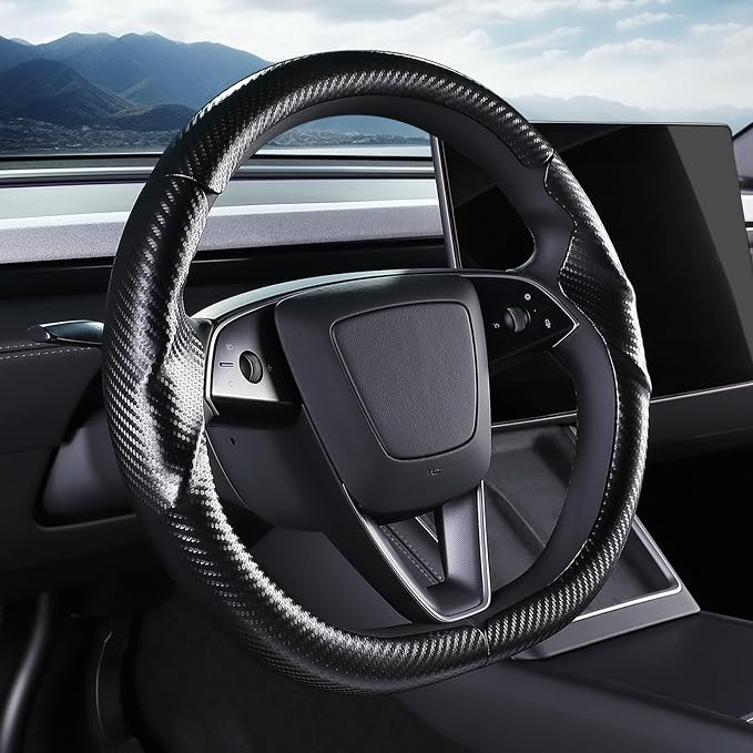 Steering Wheel Cover for Tesla Model Y Juniper (2025- Present) Model 3 Highland (2024- Present), Steering Wheel Accessories for Tesla Model Y Juniper / 3 Highland