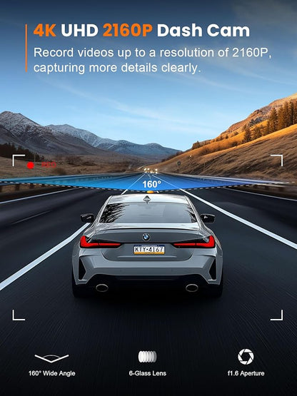galphi 4K Dash Cam Front, Built-in 5G WiFi, 32GB Card Included, Dash Camera for Cars, Mini Dashcam with Super Night Vision, Loop Recording, G-Sensor, 24 Hours Parking Monitor, Support 256GB Max
