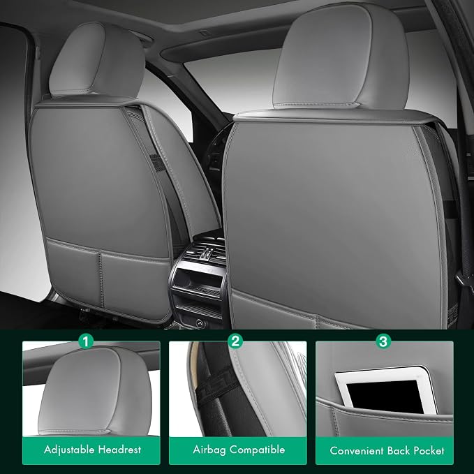 SCITOO 2PCS Car Seat Covers, Waterproof Front Seat Covers Automotive Seat Covers Vehicle Seat Covers Car Seat Protector Seat Cover Set for Cars SUV Pick-up Truck Sedan (2PCS Front, Gray)