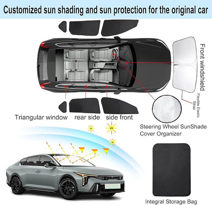 TINGLU Window Shades for Kia K4 2025 2026 Accessories Car Side Full Windows Rear Triangular Windshield Sun Shade Sun UV Rays & Privacy Protection for Camping 7PCS