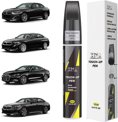XNA Black Sapphire Metallic(475) for BMW Touch Up Paint, Car Scratch Remover for Nicks and Chips Repair, 2-In-1 Quick & Easy Fix Car Scratch Repair Kit with Exact Color-Matched