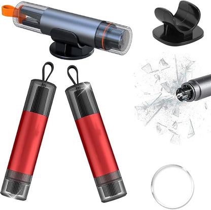 2 Pack Emergency and Safety Tool Emergency Hammer Car Glass Breaker with Belt Cutter, 2-in-1 Rescue Hammer with Storage Box, Emergency Equipment Breakdown Aid for Car and Bus (Red)