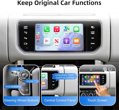 Wireless CarPlay Android Auto Adapter Decoder Retrofit Kit Fits Land Rover & Jaguar 2011-2017 with Bosch Headunit 8" Screen, Supports Mirror Link/Airplay/Backup Camera/USB Drive/Navigation