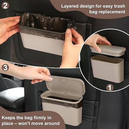 Car Trash Can, Waterproof Multi Functional Auto Trash Bin for Door/Console/Seat Back,Leak-Proof Trash Can for Car, Truck, SUV - Essential Car Accessories for Organization (grey2)