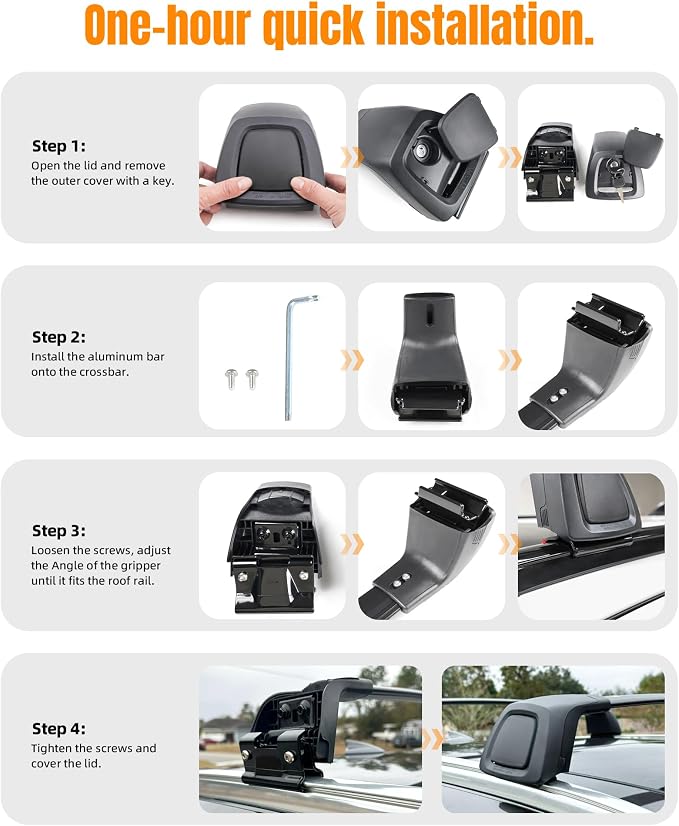 Aluminum Roof Rack Cross Bars Fit for 2019-2026 Kia Telluride S SX SX-P EX with Flush Side Rails, Aerodynamic Rooftop Cargo Carrier Luggage with Anti-Theft Lock (Except X-Line and X-Pro)