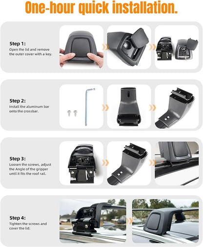 Aluminum Roof Rack Cross Bars Fit for 2019-2026 Kia Telluride S SX SX-P EX with Flush Side Rails, Aerodynamic Rooftop Cargo Carrier Luggage with Anti-Theft Lock (Except X-Line and X-Pro)