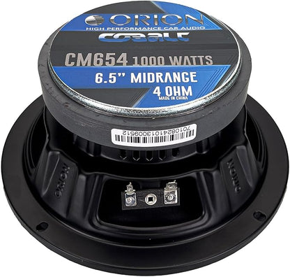 ORION Cobalt CM654 High Efficiency 6.5" Mid-Range Bullet Loudspeakers, 1000W Max Power, 250W RMS, 4 Ohm, 1.5" Voice Coil - Pro Car Audio Stereo, Midrange Speakers (Pair)