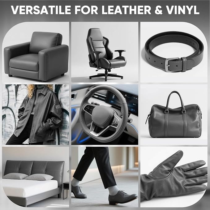 Leather Recoloring Balm - Scratch Repair & Color Restore Kit for Faded Leather, Leather Couch & Car Seats - 10OZ Leather Restorer Balm for Furniture, Auto Interior, Vinyl, Accessories (Dark Gray)