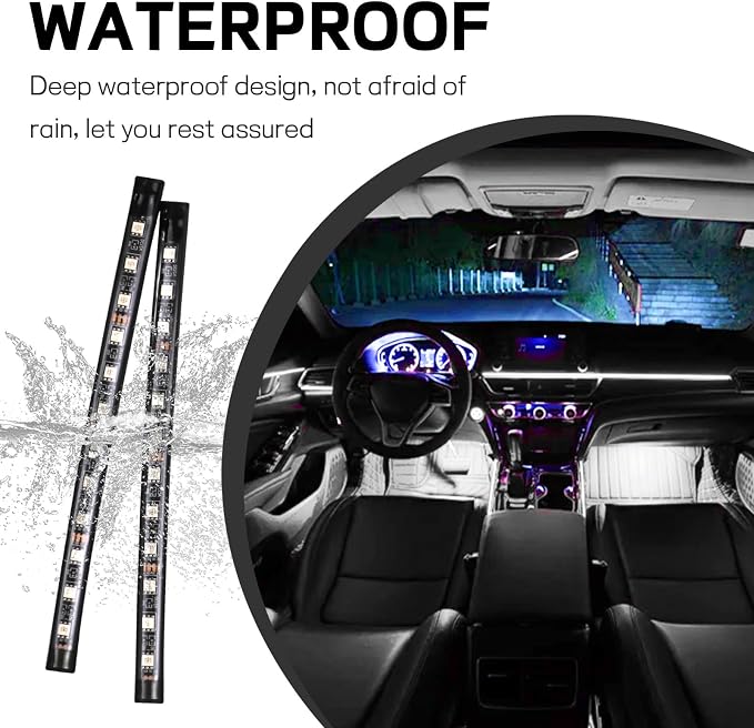 Car LED Strip Light, 12V 24 LED Interior Atmosphere Lights Under Dash Ambient Night Light, Auto Interior Decorative Lamp with Cigarette Adapter Plug, Car Accessories (White, Cigarette Lighter)