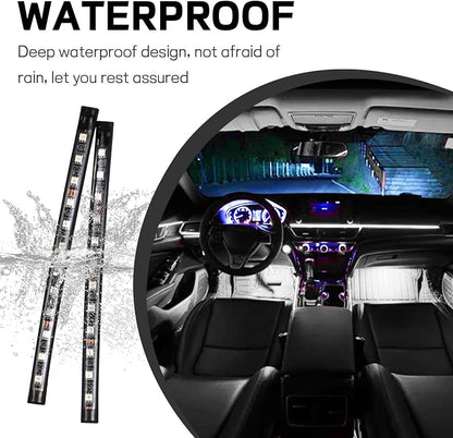 Car LED Strip Light, 12V 24 LED Interior Atmosphere Lights Under Dash Ambient Night Light, Universal Auto Interior Decorative Lamp with USB Port, Truck SUV Car Accessories (White, USB)