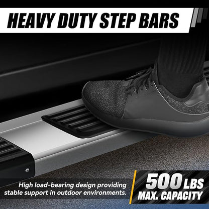 Auto Dynasty Flat Running Boards Compatible with 2009-2024 Dodge Ram 1500 2500 3500 Crew Cab 4-Door, Stainless Steel Side Step Rail Nerf Bars, 6" Step Bars, Polished Chrome