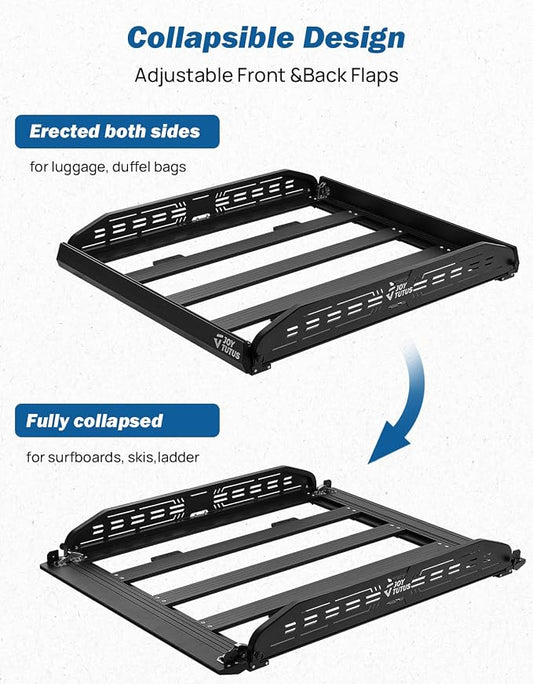 JOYTUTUS Anti-Rust Aluminum Roof Basket 48" X 42" X 6",Collapsible Design,Lightweight Roof Rack Carrier Basket Universal Rooftop,220LBS Load Capacity,for SUV, Truck, Car