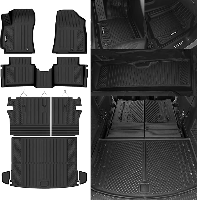 Floor Mats for Hyundai Kona Floor Mats 2024-2025 2026(No for EV), Trunk Mat and Backrest Mat All Weather TPE Protector for Hyundai Kona Accessories