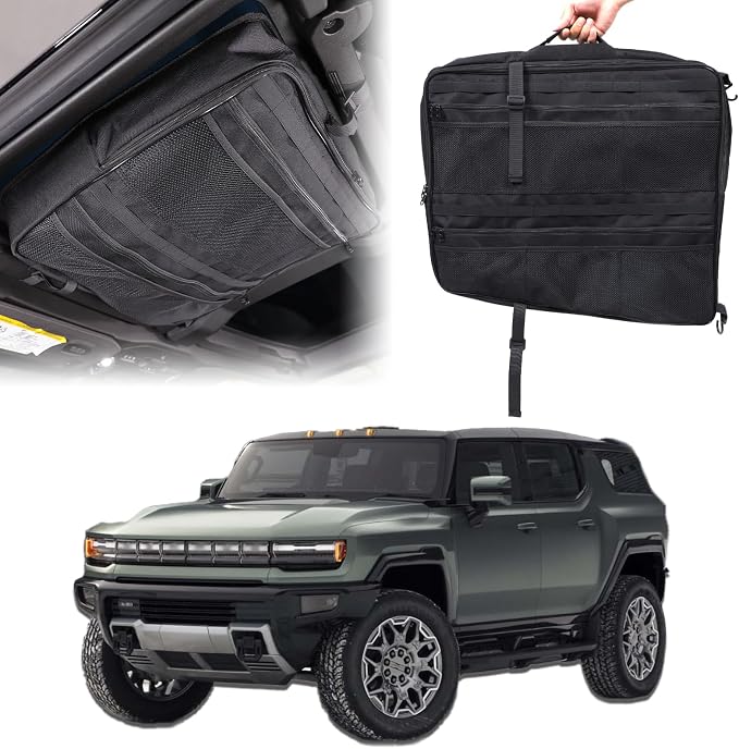 Car Sunroof Organizer Bag Compatible with 2024 2025 2026 Hummer EV Hardtop Roof Panel Storage Bag Waterproof Foldable Multi-Function Car Rooftop Carrier Sunroof Storage Bags (Front Left Side)