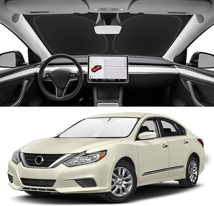 Custom Fit Windshield Sun Shade for Nissan Altima 2007-2018, Blocks UV & Heat, Front Window Sunshade Accessories, Easy Fold & Store Keep Your Car Cooler