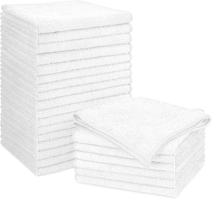 Orighty White Microfiber Cleaning Cloth, Microfiber Towels for Cars, Highly Absorbent Car Cleaning Supplies, Lint Free Cloths Clean Rags for Car Care, House, Kitchen, 12x11 inch, Pack of 24
