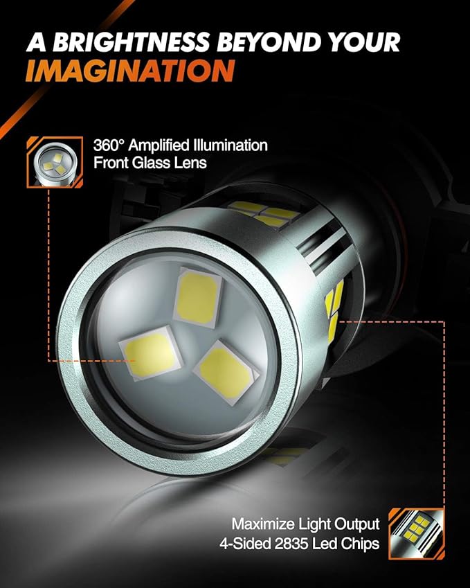 SEALIGHT 5202 LED Fog Light Bulbs, 6000K Xenon White, 27 SMD Chips DRL Bulbs, 5202 5201 PS19W PS24W 9009 LED Fog Light, Pack of 2