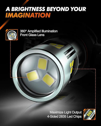 SEALIGHT 5202 LED Fog Light Bulbs, 6000K Xenon White, 27 SMD Chips DRL Bulbs, 5202 5201 PS19W PS24W 9009 LED Fog Light, Pack of 2