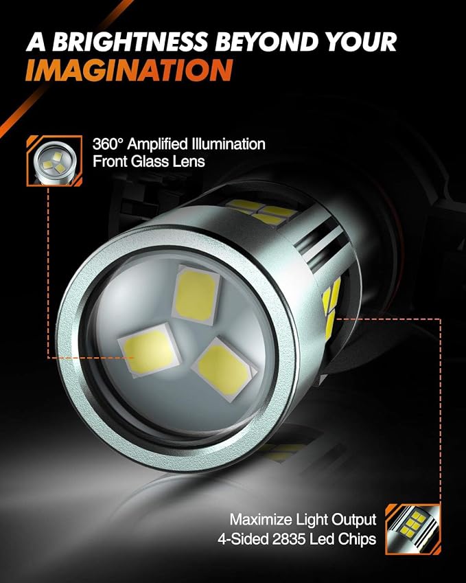 SEALIGHT 9006 Fog Lights LED Bulb, 9006 Hb4 LED Fog Light Bulbs 1:1 Size 9006 Bulb Plug And Play, 6000k Xenon White Light Pattern, Pack of 2