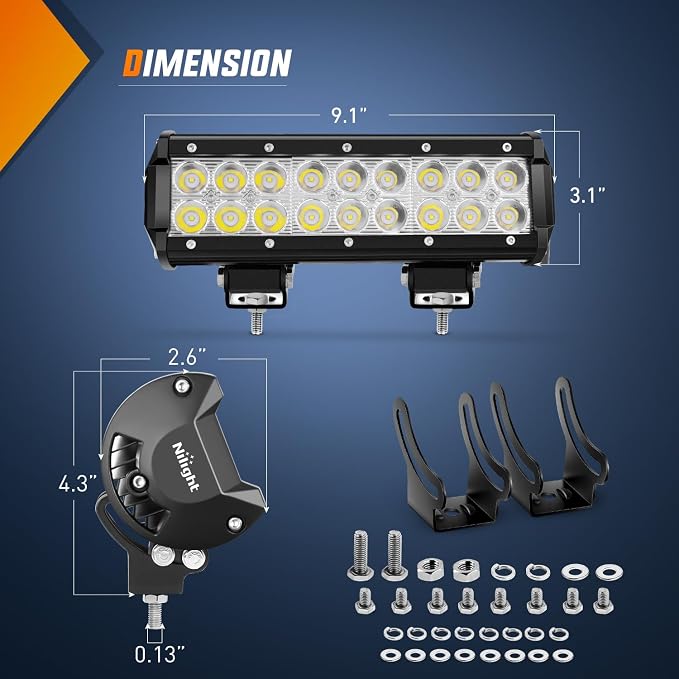 Nilight LED Light Bar 9Inch 54W 3600LM Spot Off Road Driving Lamp Super Bright Waterproof Fog Work Lighting for Trucks SUV ATV UTV Pick-up Boat Tractor 4x4 Van Camper