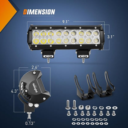 Nilight LED Light Bar 9Inch 54W 3600LM Spot Off Road Driving Lamp Super Bright Waterproof Fog Work Lighting for Trucks SUV ATV UTV Pick-up Boat Tractor 4x4 Van Camper