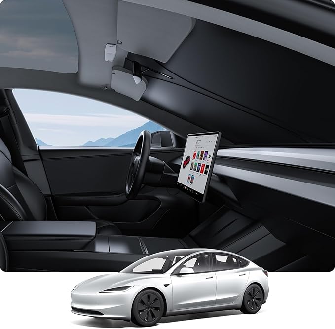 BASENOR 2026 Tesla Model Y/3 Windshield Sunshade, [Nano Ice Crystal] Folding Front Window Sun Shade Cover Heat UV Protection Visor Model Y/3 Accessories 2017-2026