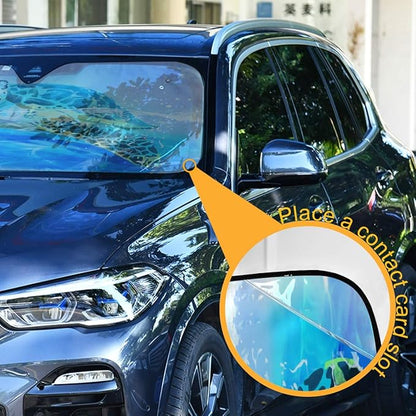 Sea Turtle Car Windshield Sun Shade Watercolor Beach Ocean Animal Foldable UV Ray Sun Visor Protector Sunshade to Keep Your Vehicle Cool (55" x 27.6")
