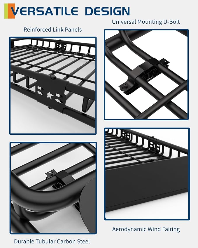 DEXSO 51" x 36" Universal Roof Rack Carrier Basket, 200 Lbs Capacity Roof Cargo Basket with Extension Luggage Holder Basket Heavy Duty for SUVs, Trucks, Vehicles