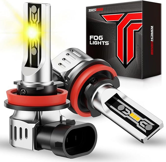 Torchbeam H11/H16/H8 LED Fog Light Bulbs Yellow, 12000 Lumen Upgrade,600% Brightness H11 Yellow LED Fog Lights, 1:1 Replacement For Cars,Trucks,and SUVs,3-minute quick installation,Pack of 2