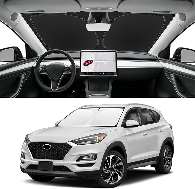 Custom Fit Windshield Sun Shade for Hyundai Tucson 2016-2021, Blocks UV & Heat, Front Window Sunshade Accessories, Easy Fold & Store Keep Your Car Cooler