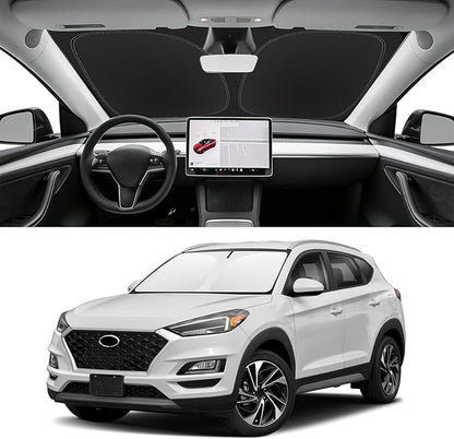 Custom Fit Windshield Sun Shade for Hyundai Tucson 2016-2021, Blocks UV & Heat, Front Window Sunshade Accessories, Easy Fold & Store Keep Your Car Cooler