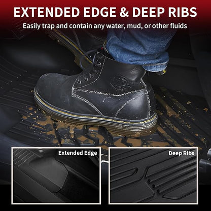 LASFIT Front Floor Mats for Ford F-150 2015-2026 | F150 Lightning 2022-2025 SuperCrew & Super Cab Carpet Floor All Weather Car Liners TPE Truck Mats-First Row Only, 2pcs Black