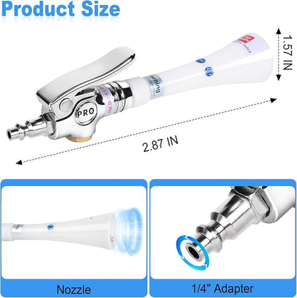Upgraded Portable Car Cleaning Gun Detailing Interior Dry Air Blow Gun with Tapered Nozzle High Pressure Blower Cleaning Tool for Car Surfaces Quickly Blasts Dust, Works with Air Compressor