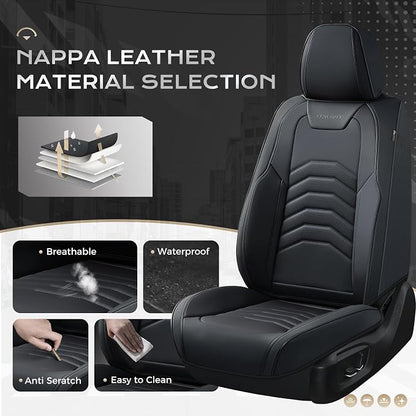 Coverado Car Seat Covers Front Seats, 2-Pack Black Seat Covers for Cars, Waterproof Leather Car Seat Covers for Cars, Car Seat Protector Car Seat Cushion Universal Fit for Most Cars Trucks SUV