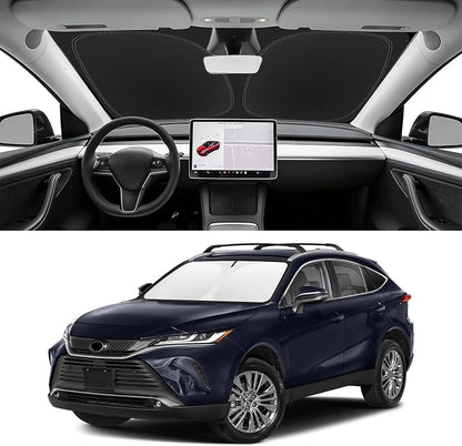 Custom Fit Windshield Sun Shade for Toyota Venza 2021-2024, Blocks UV & Heat, Front Window Sunshade Accessories, Easy Fold & Store Keep Your Car Cooler