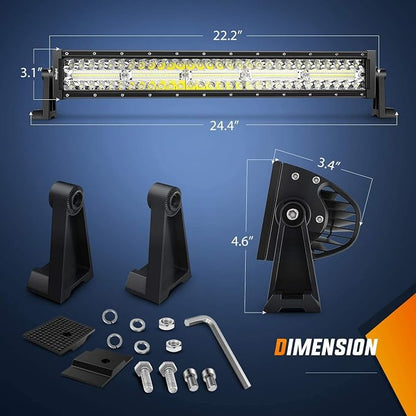 Nilight Led Light Bar 22Inch 480W Triple Row Flood Spot Combo Waterproof Off Road Driving Lighting with Off-Road Wiring Harness for Boat Trucks Pickup SUV ATV UTV, 2 Years Warranty