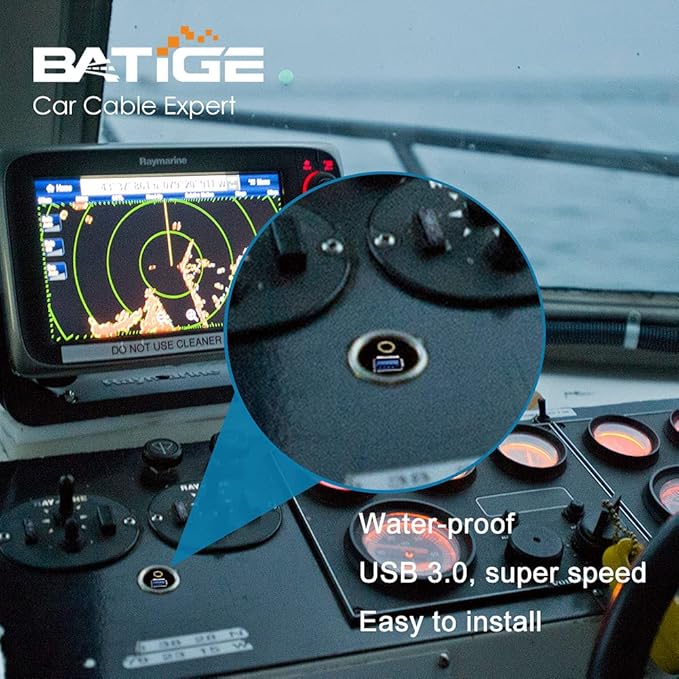 USB 3.0 & 3.5mm Car Mount Flush Cable 3.5mm + USB3.0 AUX Extension Dash Panel Waterproof Mount Cable for Car Boat and Motorcycle - 6ft