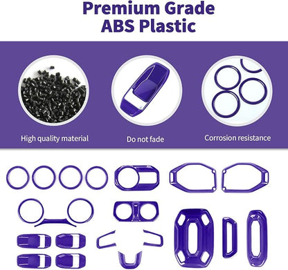 21PCS Full Set Interior Trim Kit for 2018-2023 Jeep Wrangler JL JLU,Side Outlet Door Handle Bowl Roof Reading Light Cover Trim (Purple)