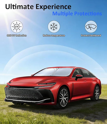 Windshield Sun Shade for Toyota Camry 2018-2024 Accessories, Car Front Window Sun Visor & Heat Shield | 240T Sunshade Protection Blocks UV Rays Keep Your Car Cooler