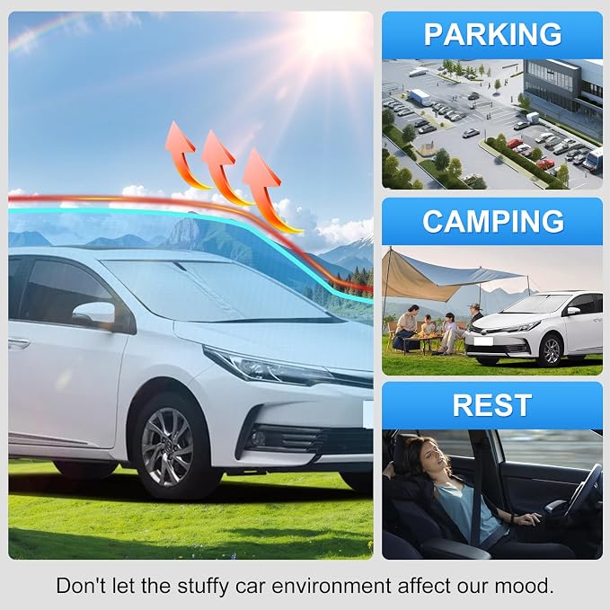 Custom Fit Windshield Sun Shade for Toyota Corolla 2014-2019 | Custom Fit Windshield Cover, Blocks UV Rays, Double-Layer Heat Shield, Durable Frame, Easy Fold & Storage
