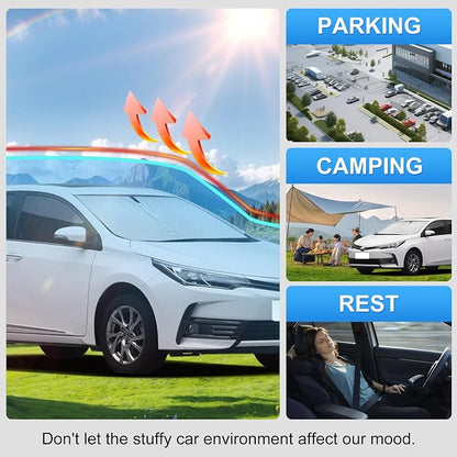 Custom Fit Windshield Sun Shade for Toyota Corolla 2014-2019 | Custom Fit Windshield Cover, Blocks UV Rays, Double-Layer Heat Shield, Durable Frame, Easy Fold & Storage