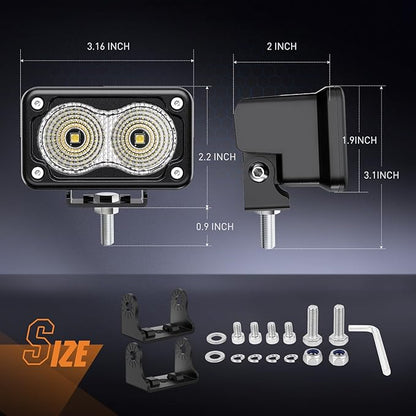 Nilight Motorcycle LED Pods 2 PCS 3 Inch Flood Offroad Fog Light 1160LM Built-in EMC Driving Auxiliary Lights for Motorbike SUV ATV Truck Boat Tractor Forklift