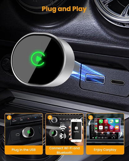 Wireless CarPlay & Android Auto Adapter: BANKKY Ultra Mini 2-in-1 Dongle Converts Wired to Wireless Fast Auto-Connect for iPhone Dual-Band Low Latency Stable Connection for Apple iOS 10+, Android 11+