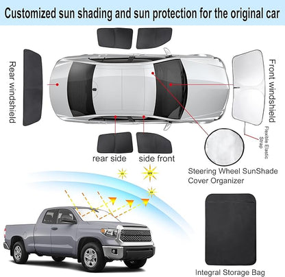 TINGLU Window Shades for Toyota Tundra 2007-2021 Accessories Full Windows Windshield Sun Shade Sun UV Rays Privacy Protection for Camping 6PCS