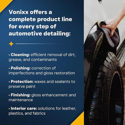 Vonixx Shiny High Gloss Tire Dressing | Long-Lasting Wet Shine, Water-Resistant, Eco-Friendly, Silicon-Based Tire Protectant | 50.7 fl oz (1.5L)