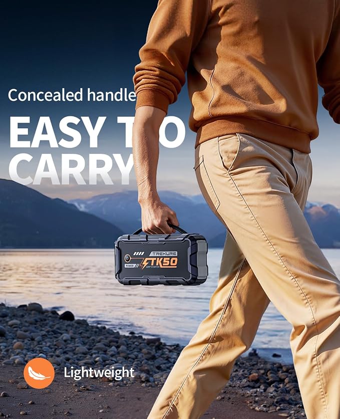 TREKURE Car Battery Jump Starter 8000A 26800mAh, Portable Car Jump Starter for All Gas and 12L Diesel Engines, Power Bank & Battery Jumper, Portable Jump Box Car Battery with Fast Charge, LED Light