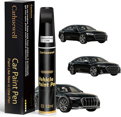 (LY9B) Brilliant Black Touch Up Paint Compatible with Audi, Exact Match Car Paint Pen Automotive Scratch Repair Remover Kit Quick & Easy Solution for Vehicle Chips and Nicks