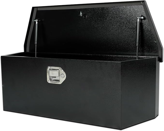 35 Inch Trailer Tongue Tool Box, Steel Storage Truck Tool Box, 35" x 11.8" x 11.8" Tool Chest Organizer w/Lock and Keys For Pickup,Truck Bed, RV, Trailer,Heavy Duty Waterproof Black Toolbox
