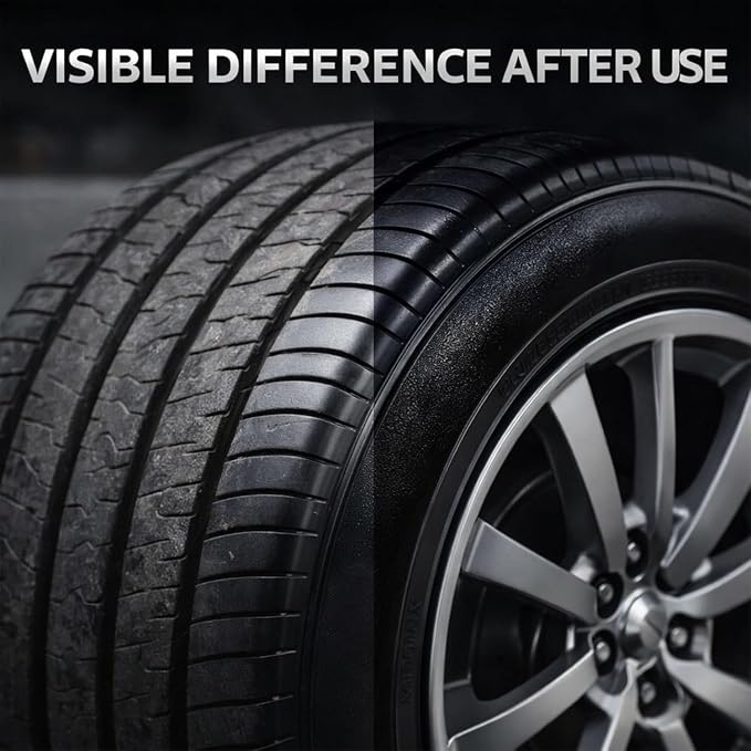 Premium Tire Coating & Trim Restorer, Tire Coating Paste, Long-Lasting Ceramic Coating & UV Protection, Sponge Nourish Renewal Restores Care Gloss Interior Auto Cleaning (4PCS)